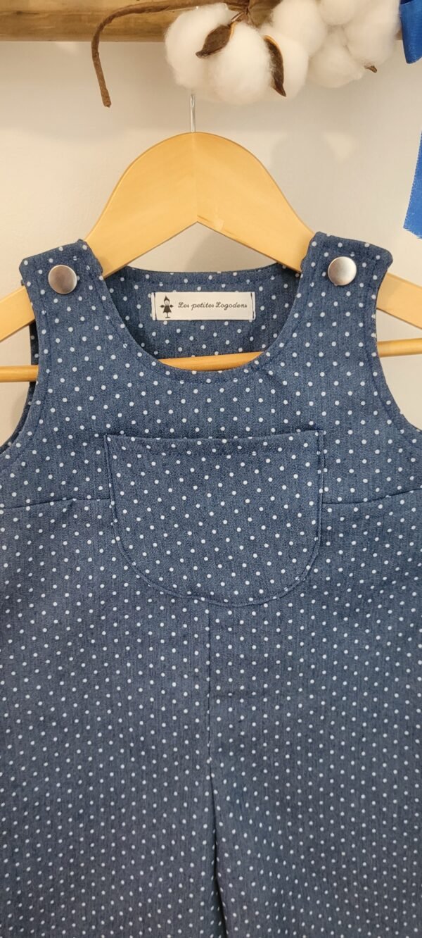 Combinaison imprimé jeans bleu clair avec pois blancs – Image 2