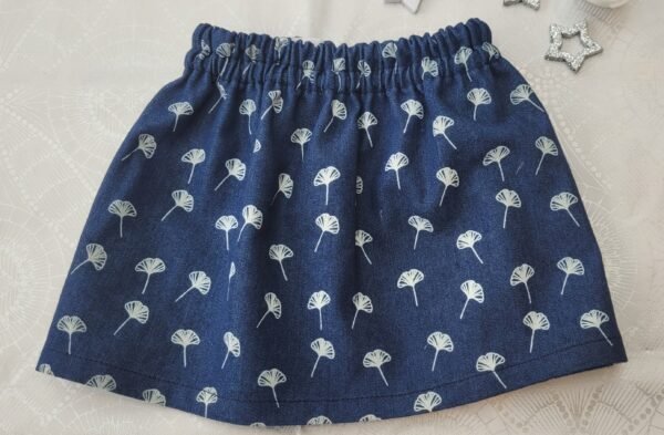 Jupe imprimée jeans avec motifs feuilles de ginkgo – Image 2