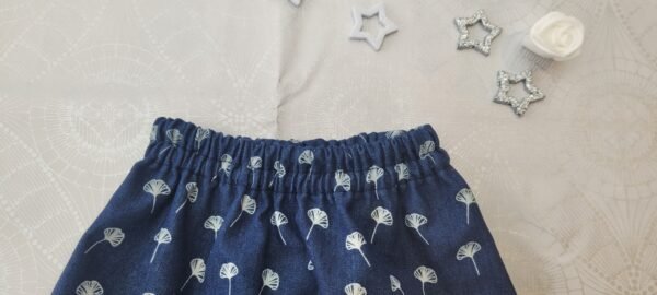 Jupe imprimée jeans avec motifs feuilles de ginkgo – Image 3