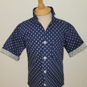 Chemise imprimé ancre marine sur fond bleu marine